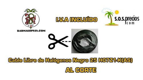 Cable Libre de Halógenos al corte negro 25 H07Z1-K(AS)