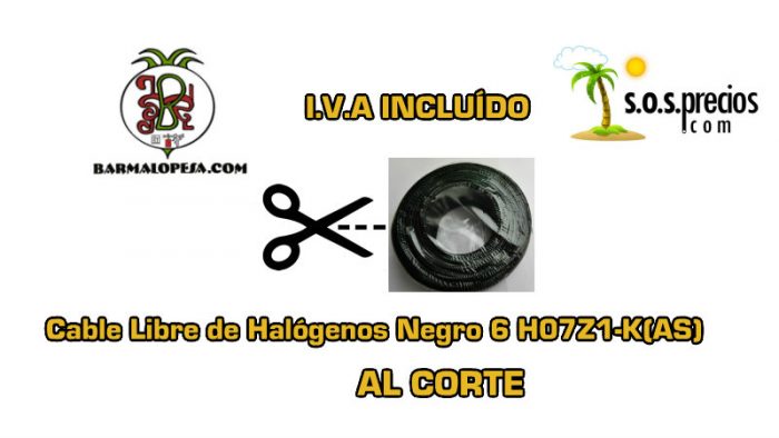 Cable Libre de Halógenos al corte negro 6 H07Z1-K(AS)