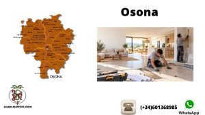 Mapa de Osona con Vic señalada junto a dos profesionales renovando el pavimento y una pared de una vivienda, con el logotipo de Barmalopesa.
