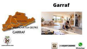 Mapa del Garraf junto a dos profesionales renovando el pavimento y una pared de una vivienda, con la marca Barmalopesa.